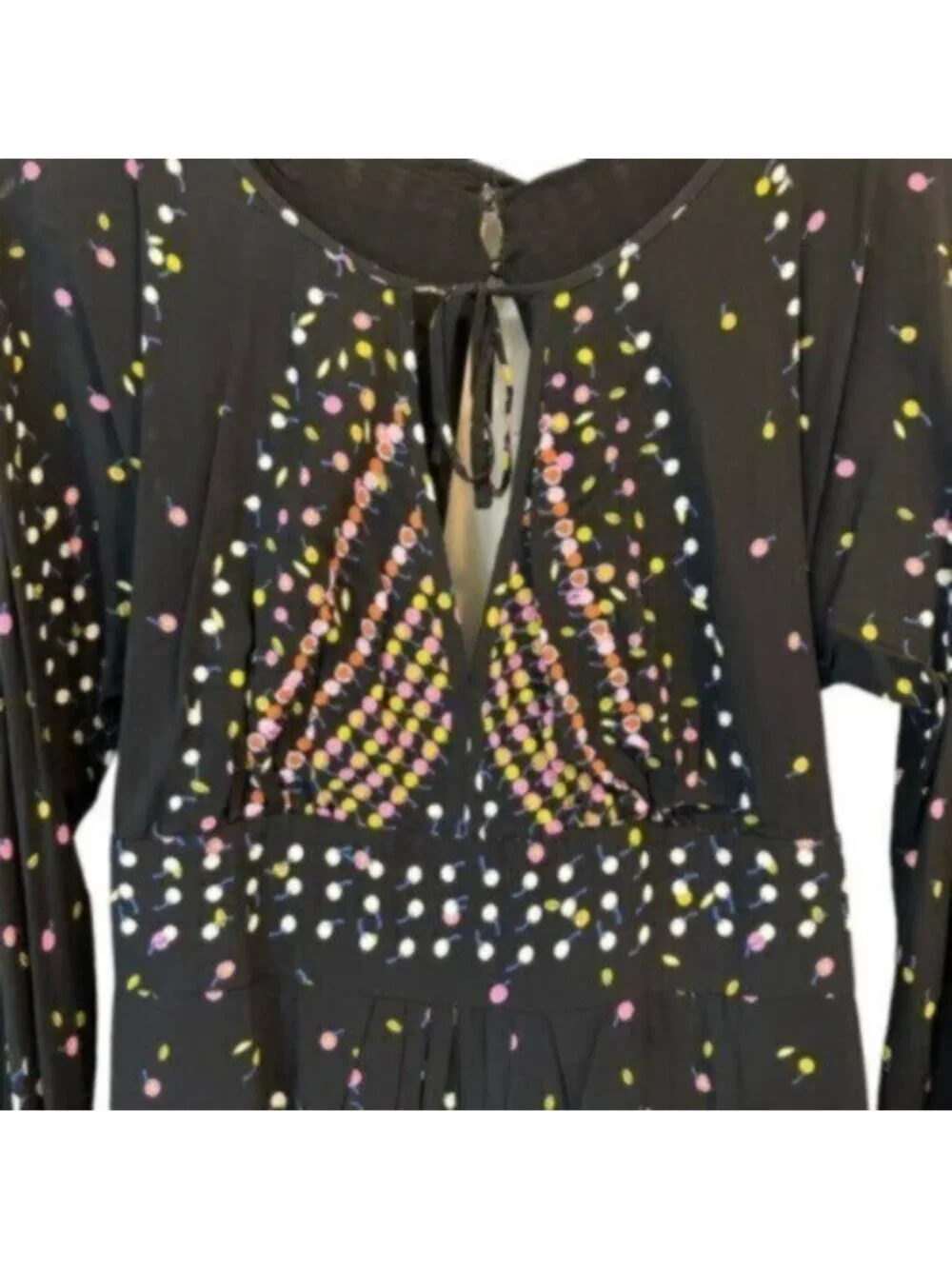 NWT Free People | Women's Black Coryn Printed Long Sleeves Mini Dress Size 8